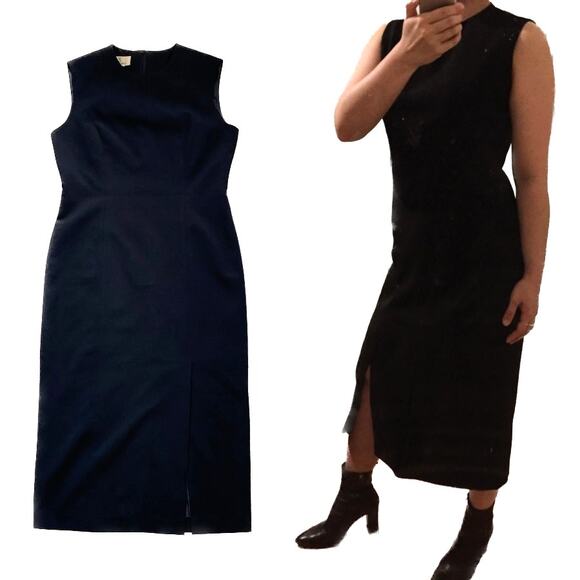 Vintage Classic Black Sleeveless Midi Dress Size M - Picture 1 of 12